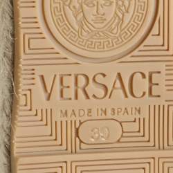 Versace Blue Denim Wedge Espadrille Ankle Sandals Size 39