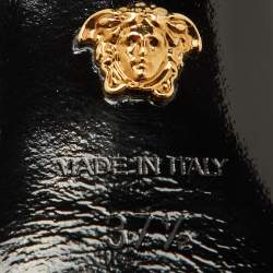 Versace Black Patent Leather Medusa'95 Platform T-Strap Sandals Size 37.5
