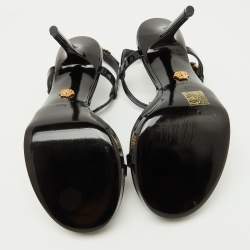 Versace Black Patent Leather Medusa'95 Platform T-Strap Sandals Size 37.5