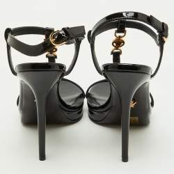 Versace Black Patent Leather Medusa'95 Platform T-Strap Sandals Size 37.5