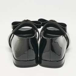 Versace Black Patent Leather Gianni Ribbon Ballet Flats Size 37