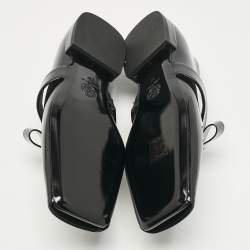 Versace Black Patent Leather Gianni Ribbon Ballet Flats Size 37