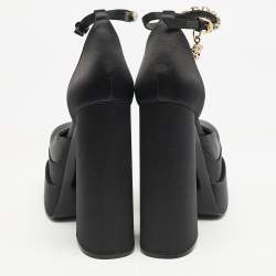 Versace Black Satin Medusa Aevitas Double Platform Pumps Size 39