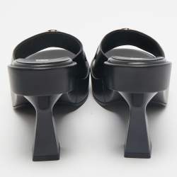 Versace Black Leather Medusa Biggie Mules Size 38