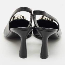 Versace Black Leather Medusa Slingback Pumps Size 39