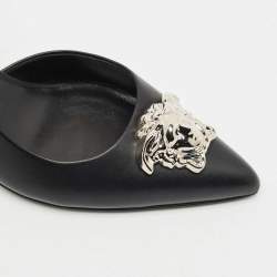 Versace Black Leather Medusa Slingback Pumps Size 39