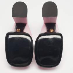 Pre Owned Versace Pink Leather Double Platform Mules Size 39