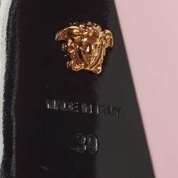 Pre Owned Versace Pink Leather Double Platform Mules Size 39