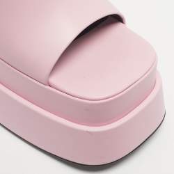 Pre Owned Versace Pink Leather Double Platform Mules Size 39