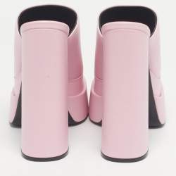 Pre Owned Versace Pink Leather Double Platform Mules Size 39