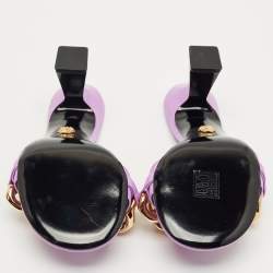 Pre Owned Versace Purple Leather Medusa Chain Slide Sandals Size 37