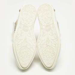 Pre Owned Versace White Leather Studded Medusa High Top Sneakers Size 41