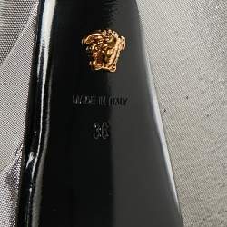 Pre Owned Versace Metallic Silver Lurex Fabric Medusa Aevitas Double Platform Pumps Size 36