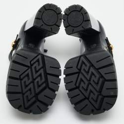 مملوكة مسبقًا حذاء كعب عالي فيرساتشي ميدوسا أفايتاس جلد أسود بنعل سميك مقاس 39