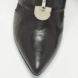 مملوكة مسبقًا حذاء بوت للركبة فيرساتشي جلد أسود وقماش مطاطي مقاس 38