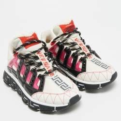 Pre Owned حذاء رياضي فيرساتشي تريجريكا جلد وقماش متعدد الألوان مقاس 37.5