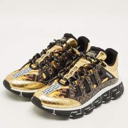 مملوكة مسبقًا Versace Trigreca Size 42 Multicolor Fabric, Leather and Rubber Low Top Sneakers