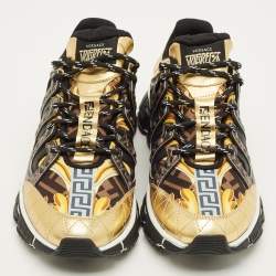 مملوكة مسبقًا Versace Trigreca Size 42 Multicolor Fabric, Leather and Rubber Low Top Sneakers