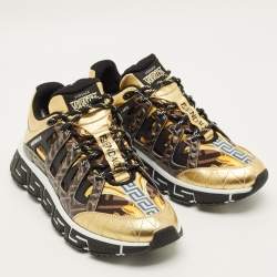 مملوكة مسبقًا Versace Trigreca Size 42 Multicolor Fabric, Leather and Rubber Low Top Sneakers