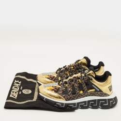 مملوكة مسبقًا Versace Trigreca Size 42 Multicolor Fabric, Leather and Rubber Low Top Sneakers