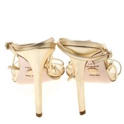 Versace Metallic Gold Leather Crystal Studded Medusa Strappy Sandals Size 41