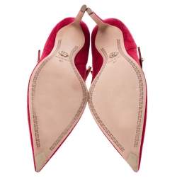 Pre Owned Versace Red Suede Medusa Strap Pointed Toe Pumps Size 40