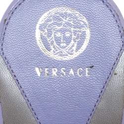 Versace Lilac Mesh And Suede Studded Trim Wedge Platform Sandals Size 40