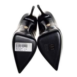 Pre Owned Versace Black Leather Medusa Platform Pointed Toe Pumps Size 38
