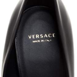 Pre Owned Versace Black Leather Medusa Platform Pointed Toe Pumps Size 38
