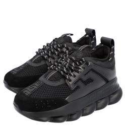مملوكة مسبقًا Versace Black Chain Reaction Women's Sneakers Size EU 36.5