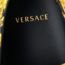 Versace Yellow/Black Canvas Greca Barocco Low Top Sneakers Size 41.5