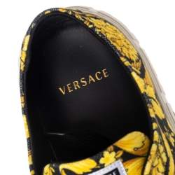 Versace Yellow/Black Canvas Greca Barocco Low Top Sneakers Size 40