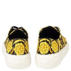 Versace Yellow/Black Canvas Greca Barocco Low Top Sneakers Size 40