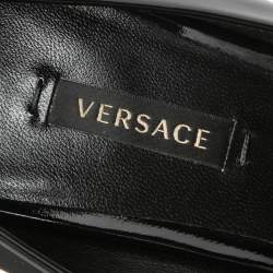 Pre Owned Versace Black Patent Leather Medusa Decollete Pointed Toe Pumps Size 37.5