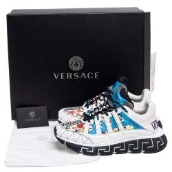 Versace Multicolor Leather And Fabric Trigreca Low Top Sneakers Size 38