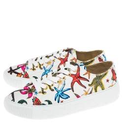 Versace Multicolor Canvas Starfish Print Low Top Sneakers Size 40