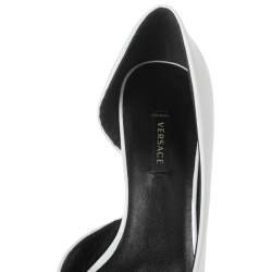 Pre Owned Versace White Patent Leather Pointed-Toe D'orsay Pumps Size 39.5