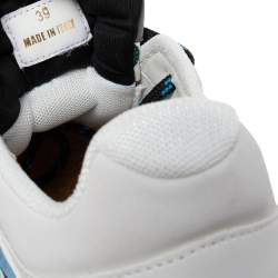 Pre Owned حذاء رياضي فيرساتشي رباط علوي دو لمير تايجريكا تريسور كانفاس وجلد أبيض مقاس 39