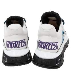 Pre Owned حذاء رياضي فيرساتشي رباط علوي دو لمير تايجريكا تريسور كانفاس وجلد أبيض مقاس 39