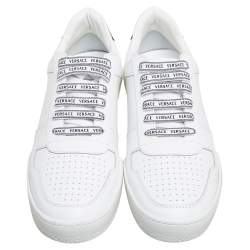 Pre Owned Versace White Leather Ilus Trainers Sneakers Size 41