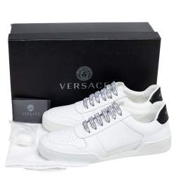 Pre Owned Versace White Leather Ilus Trainers Sneakers Size 41
