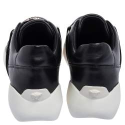 Pre Owned Versace Black Leather Medusa Strap Sneakers Size 39