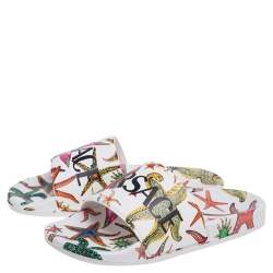 Versace Multicolor Leather Flat Sandals Size 37
