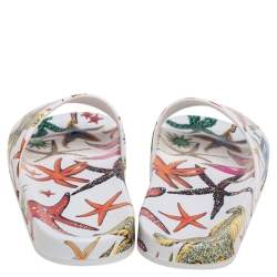 Versace Multicolor Leather Flat Sandals Size 37