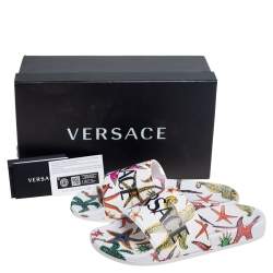 Versace Multicolor Leather Flat Sandals Size 37