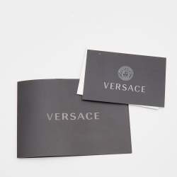Versace Black/White Faux Fur Medusa Chain Slide Sandals Size 39.5