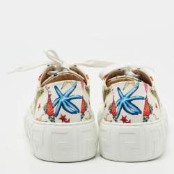 Pre Owned Versace Multicolor Canvas Starfish Print Low Top Sneakers Size 38