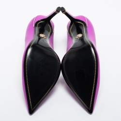 Pre Owned Versace Magenta Leather Pointed Toe Pumps Size 38