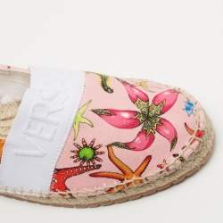 Versace Pink Brocade Fabric Espadrille Flats Size 38