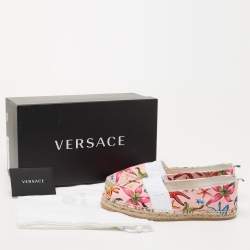 Versace Pink Brocade Fabric Espadrille Flats Size 38